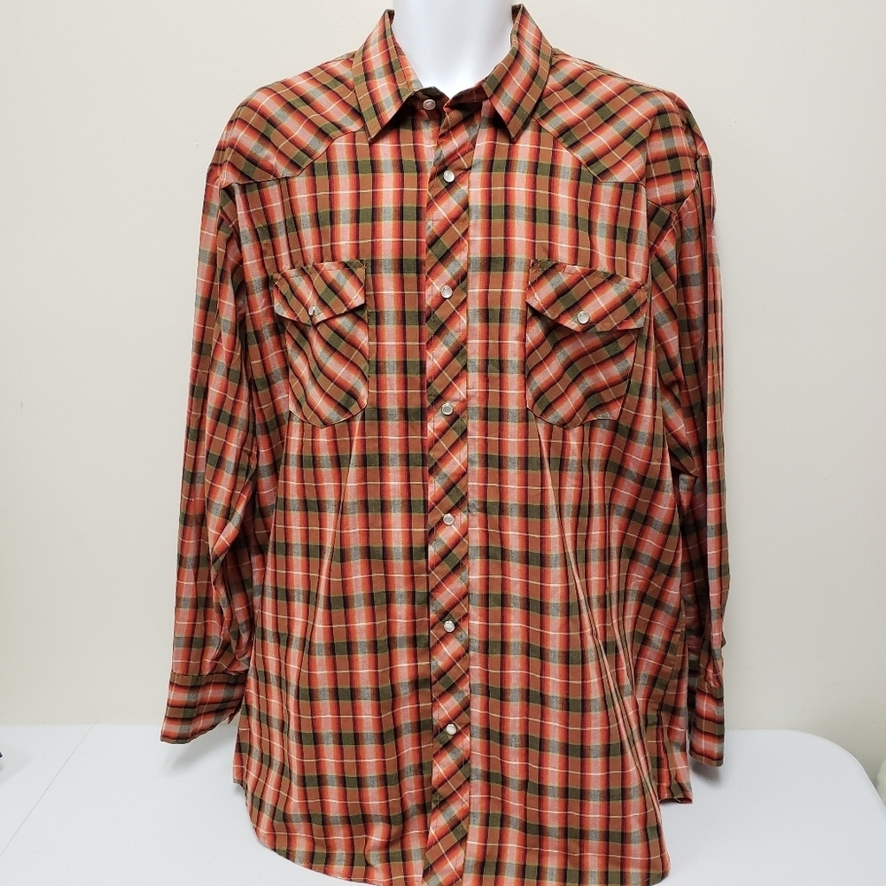 Roper Mens Pearl Snap Long Sleeve Shirt Size 2XL